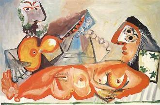 Picasso - Nu couché et homme jouant de la guitare, 1970