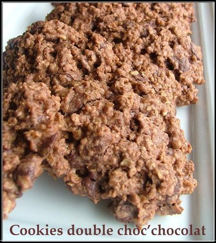 Cookies double choc'chocolat aux flocons d'avoine