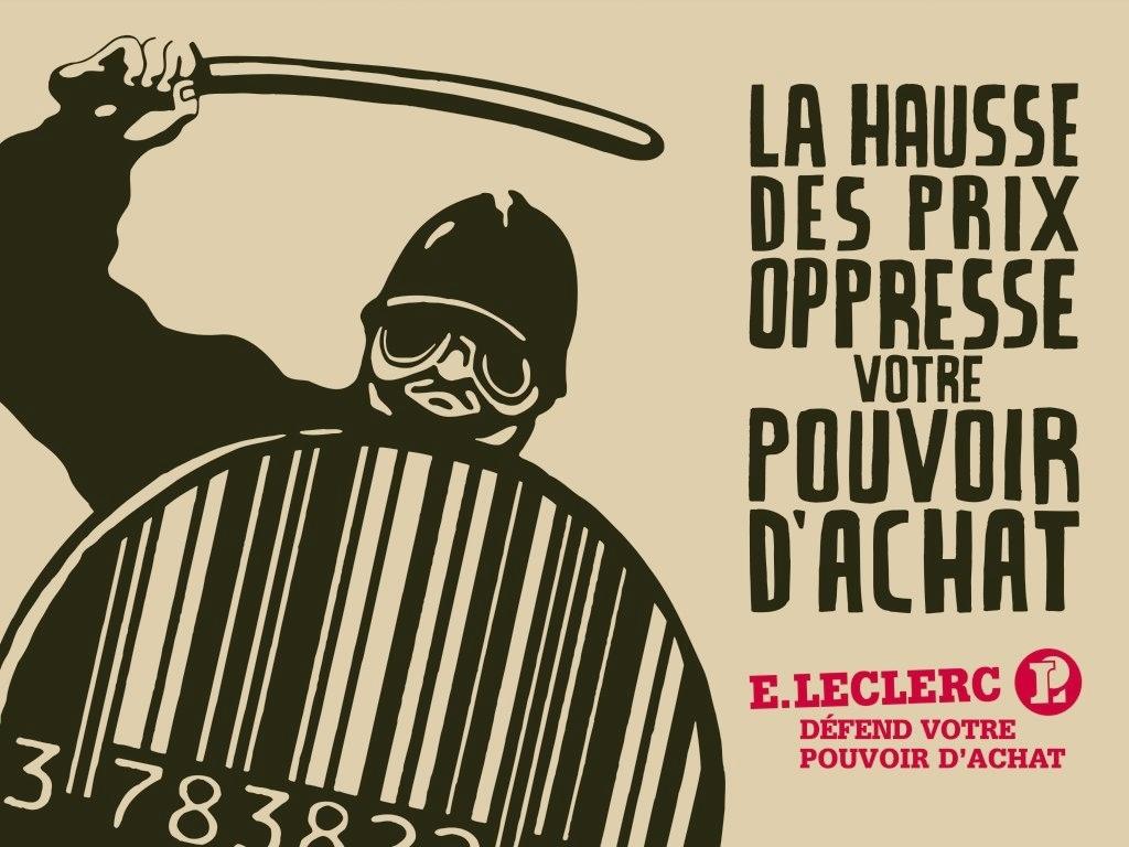 Publicité des magasins Leclerc inspirée par mai 68 : pouvoir, pouvoir d'achat... Nicolas, Daniel (1) et Daniel (2)