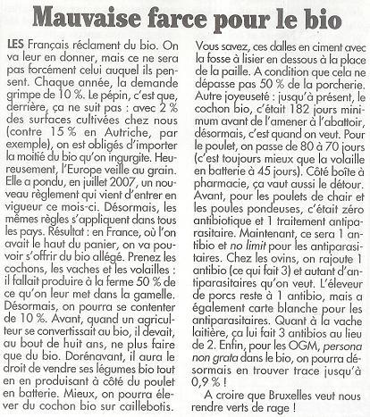 Vous voulez du bio ? Vous allez en bouffer !!! Vous voulez du bio ? Vous allez en bouffer !!!