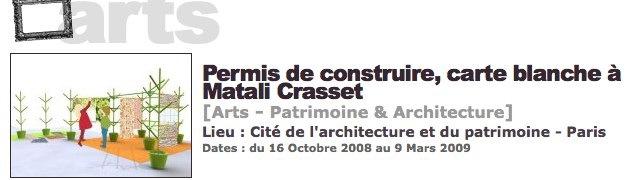 Permis de construire, carte blanche à Matali Crasset - Cité de l_architecture et du patrimoine - Paris - EVENE