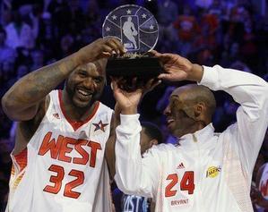 NBA : Kobe Bryant et Shaquille O'Neal, Co-MVP du All-Star Game 2009 NBA : Kobe Bryant et Shaquille O'Neal, Co-MVP du All-Star Game 2009