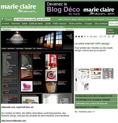 Loftboutik sur Deco.fr et Marie Claire Maison