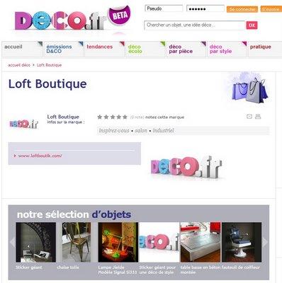 Loftboutik sur Deco.fr et Marie Claire Maison