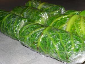 Nems de choux vert au saumon et petits légumes