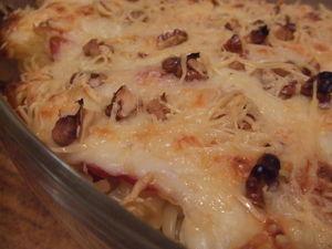 Gratin de pâtes au jambon sec et noix DSCF7022