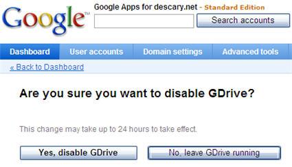 Un écran de GDrive apparaît sur Google Apps