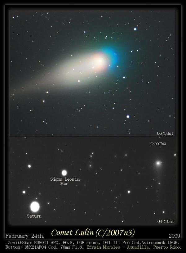 Comète Lulin et Saturne par Efrain Morales