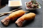 Cliquez pour agrandir : Croustillant de langoustine et vinaigrette à la passion Croustillant de langoustine et vinaigrette à la passion