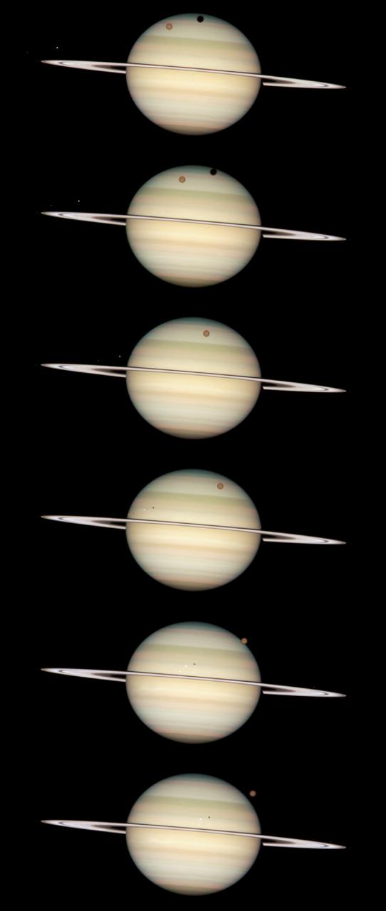 Saturne et 4 de ses lunes