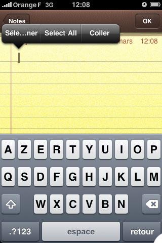 Captures d'écran iPhone OS 3.0 iphone coller