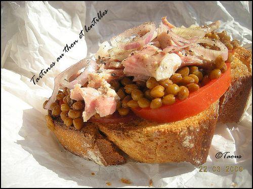 Tartines au thon et lentilles Tartines au thon et lentilles