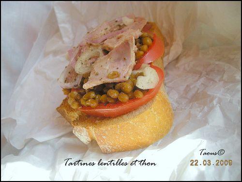 Tartines au thon et lentilles Tartines au thon et lentilles