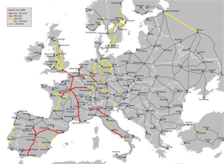 Reseau des trains a grande vitesse europeen