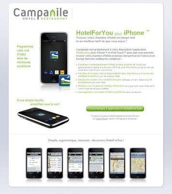 Appli iPhone Hotelforyou Campanile