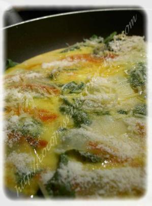 Omelette aux épinards frais et aux 3 fromages