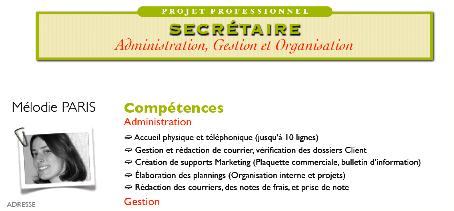 Candidat du mois, épisode 2 Screenshot du CV de Mlle Paris