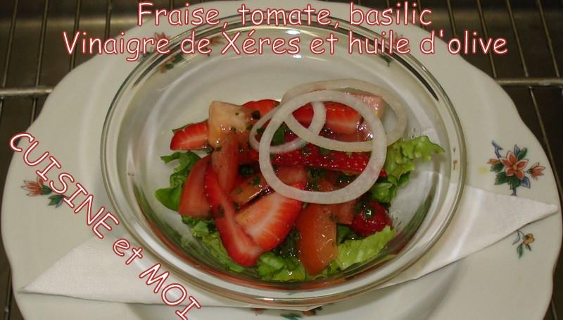 Salade de tomate, fraise, basilic
