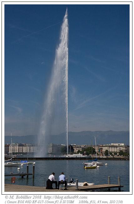 Pause midi devant le Jet d'eau de Genève