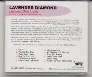 2007 Lavender Diamond Imagine Love Reviews Chronique d'une chanteuse magnétique voix épatante