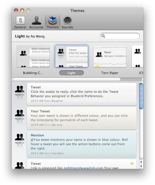 logiciels  Bluebird, client twitter gratuit pour mac