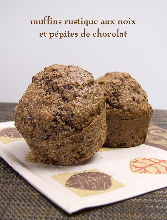 Muffins rustique aux noix et pépites de chocolat