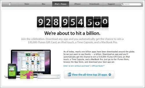 Surveillez le nombre de téléchargement sur lApp Store et tentez dêtre le milliardième!