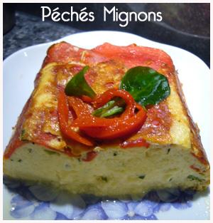 Flan aux piquillos Oeufs, Parmesan, Fromage, Poivron, Herbes, Basilic, Crème,