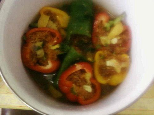 Brochettes et poivrons farcis +..balade.... Brochettes et poivrons farcis +..balade....