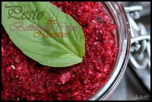 ** Pesto de betterave crue parfumé aux noisettes et au basilic ** pesto de betterave crue 003