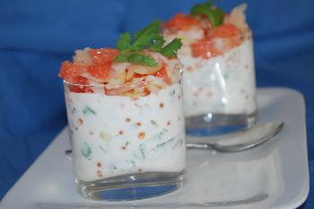 Petites verrines au flétan fumé,pamplemousse et fromage blanc ( light ) Hebergeur d'images