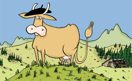 Vache qui porte un Beret Basque