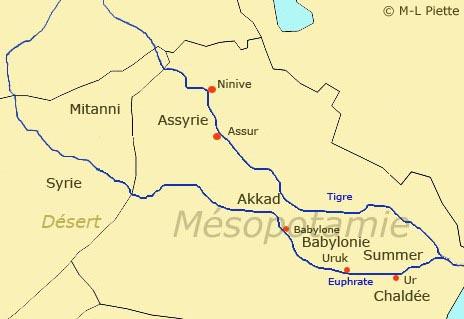 Principales villes de la Mésopotamie