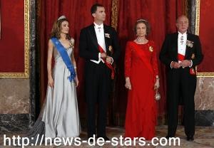 La Princesse Letizia, le Prince Felipe, la Reine Sofia, le Roi Juan Carlos d'Espagne