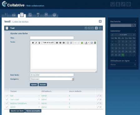 Collabtive - création de tâche