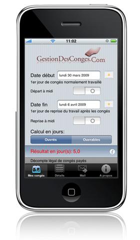 congés sur Iphone