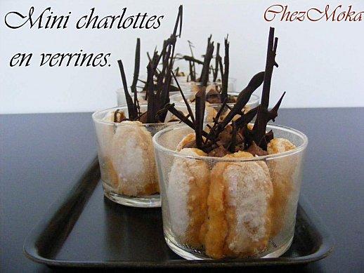 Mini charlottes au chocolat en verrines.