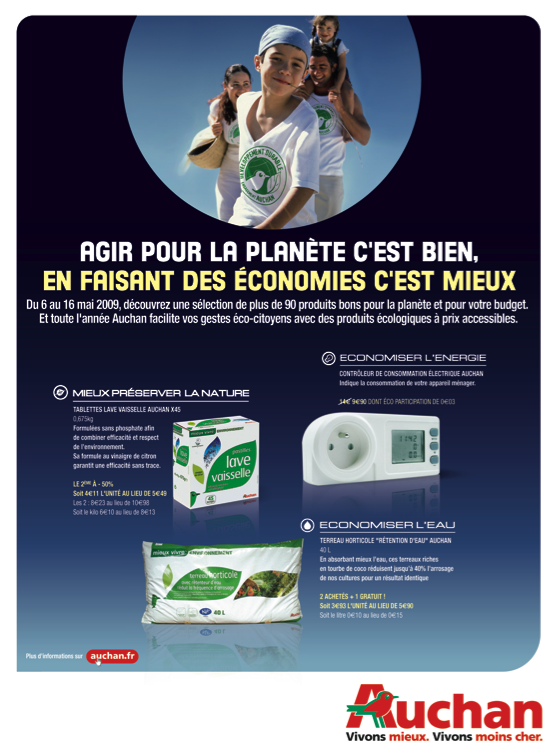 Auchan propose des produits « bons pour ma planète et pour mon budget »