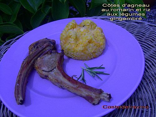 Côtes d'agneau au romarin et riz aux légumes gingembr....!
