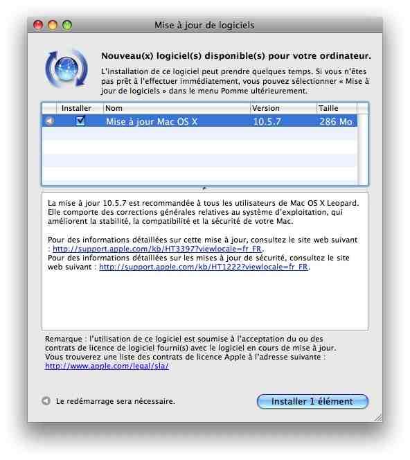 Mac OS X 10.5.7 Mac OS X 10.5.7
