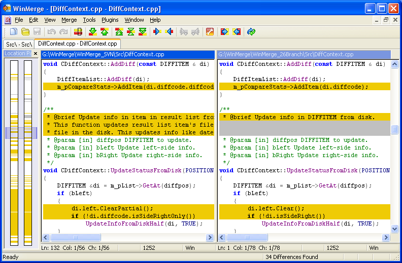 Comparer deux fichiers avec WinMerge