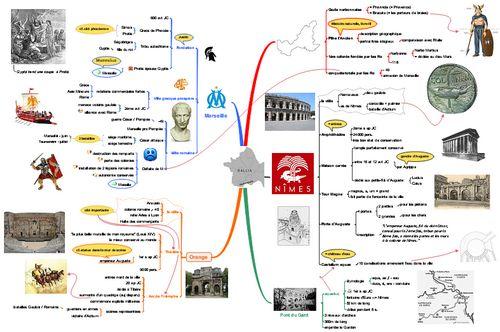 La Gaule narbonnaise en carte heuristique