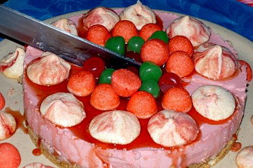 Cheesecake fraise, et coulis aux fleurs de sureau