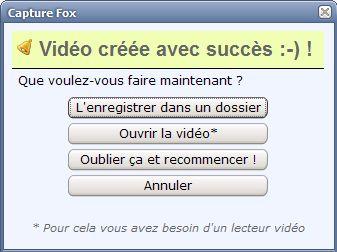 Extension Capture fox pour Firefox - options 2