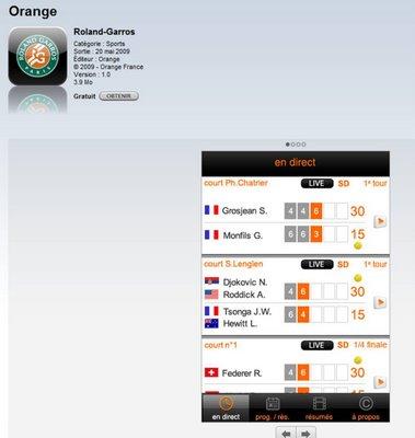 Suivre Roland Garros sur l'iPhone