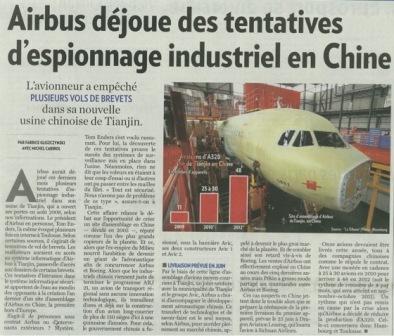 Tentative d'espionnage industriel chez Airbus en Chine