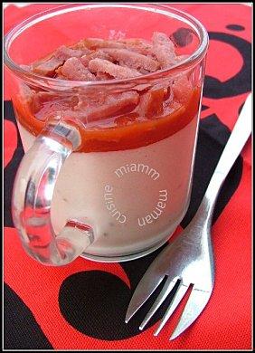 Pannacotta de chou fleur, coulis de tomate & émincé de bacon
