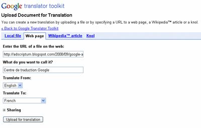Google : Centre Universel de Traduction Google : Centre Universel de Traduction