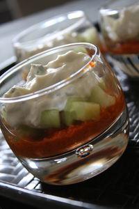 Verrines fraîches de crème de poivron et chèvre verrine_poivron_concombre