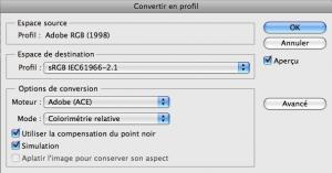 Conversion de profil colorimétrique